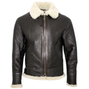Herren Fliegerjacke aus cremefarbenem B3-Shearling-Leder