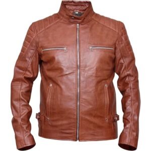 Herren Cafe Racer Lederjacke, braun