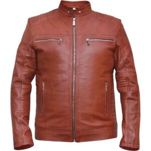 Braune Cafe Racer Lederjacke für Herren