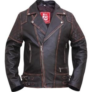 Vintage-Lederjacke im klassischen Biker-Stil für Herren
