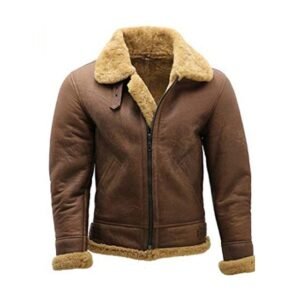 Herren-Lederjacke aus Wildleder und Schaffell im Fliegerstil