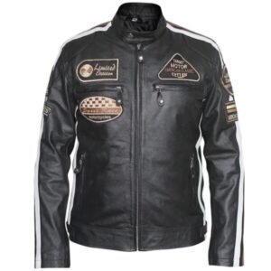 Herren-Lederjacke von American Classic Urban Motors aus schwarzem Schaffell