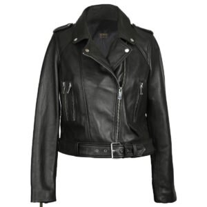 Aria Lederjacke im Biker-Stil mit Gürtel