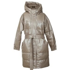 Aurora Gürtel-Leder-Steppmantel