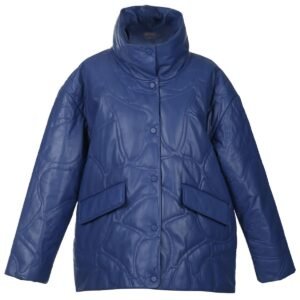 Gesteppte Damen-Lederjacke aus Lammfell in Blau