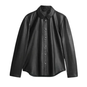 Benny Hinn Schwarzes kastenförmiges Leder-Overshirt