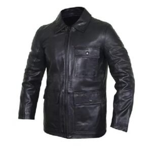 Lederjacke im Biker-Stil mit aufgesetzten Taschen