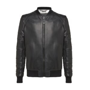 Schwarze Bomberjacke aus Leder