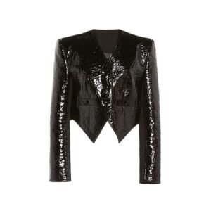 Exotisches kurzes Top aus veganem Leder für Damen