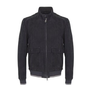 Herren Biker-Bomberjacke aus Wildleder in Marineblau