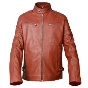 Cafe Racer braune Biker-Lederjacke im Retro-Stil