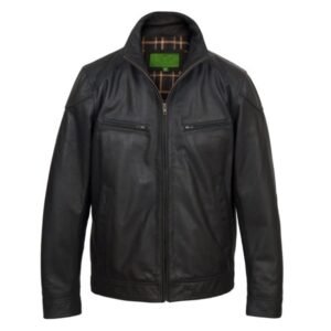 Klassische Herren-Truckerjacke aus Schaffellleder
