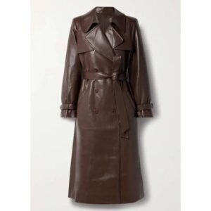 Damen-Trenchcoat aus Lammleder in Dunkelbraun