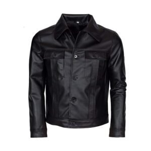 Elvis Presley Herren-Lederjacke aus schwarzem Echtleder