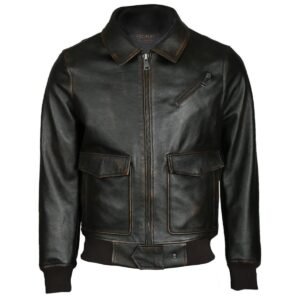 Schwarze Fliegerjacke aus Lammleder für Herren