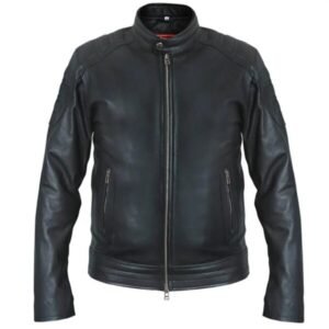 Schwarze klassische Motorradjacke aus echtem Leder für Herren