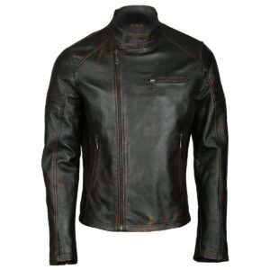 Schwarze Herren-Motorradjacke aus Schaffellleder