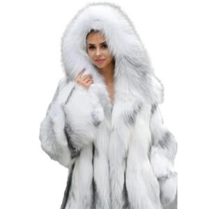 Luxuriöser Kunstpelzmantel aus arktischem Marmor