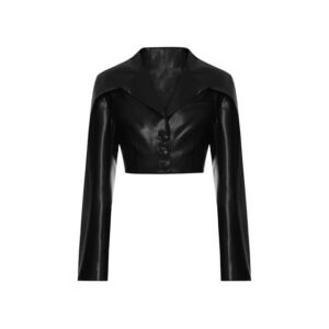 Schwarzes Luxus-Top aus Lammleder für Damen