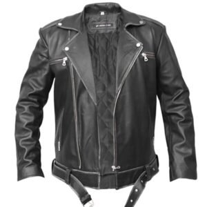 Herren Biker-Lederjacke mit asymmetrischem Reißverschluss
