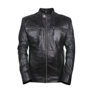 Schwarze Biker-Lederjacke für Herren