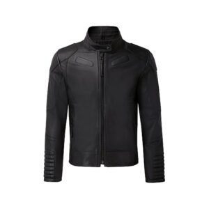 Schwarze Bikerjacke für Herren aus echtem Leder