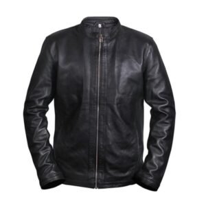 Schwarze Retro-Vintage-Lederjacke für Herren
