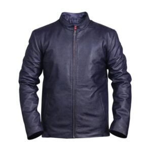 Blaue Motorrad-Lederjacke für Herren