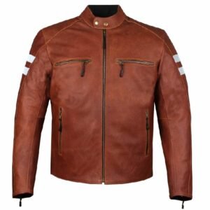 Herren-Motorradjacke aus braunem Rindsleder