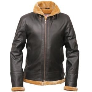 Fliegerjacke aus braunem Shearling-Leder