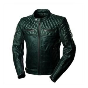 Herren Cafe Racer Steppjacke aus Leder, Rennleder, Scrambler-Stil