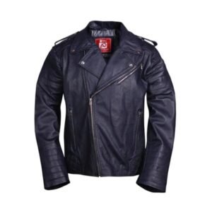 Lässige schwarze Lederjacke für Herren im Biker-Stil