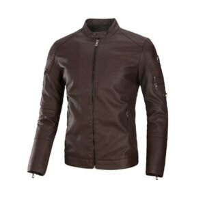 Anständige braune Biker-Lederjacke für Herren
