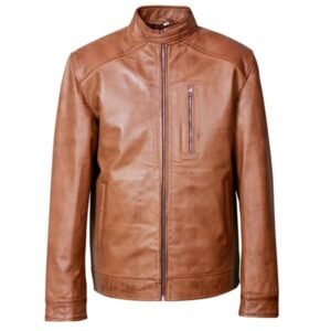 Herren Ionic Brown Biker-Lederjacke aus echtem Leder