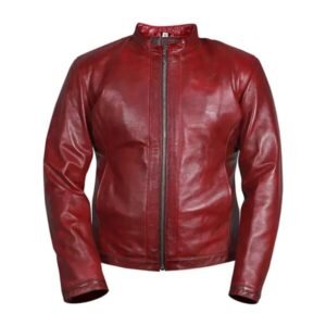 Herren-Motorrad-Lederjacke in Rot