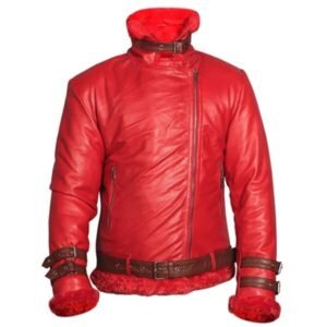 Rote Herren-Lederjacke aus Shearling