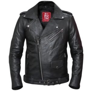 Slim-Fit-Lederjacke im Biker-Stil für Herren