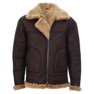 Herren-Fliegerjacke aus schokobraunem B3-Wildleder/Schafsleder