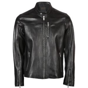 Biker-Lederjacke für Herren mit Stehkragen