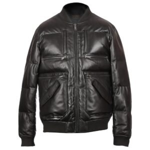 Schwarze Bomberjacke aus Lammleder für Herren