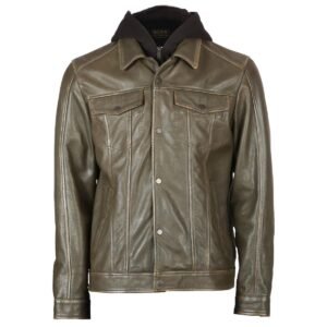 Herren Ruboff Schaffell Kapuzen-Schaflederjacke