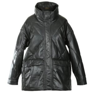 Damen-Steppmantel Olivia aus Lammfell und Leder