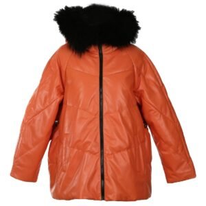 Steppledermantel mit Pelzkapuze