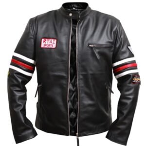 Schwarze Herren-Motorrad-Sportjacke aus Lammleder