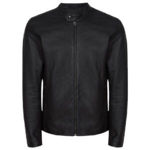 Schwarze Keith Leder-Café-Racer-Jacke für Herren