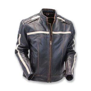 Retro Café Racer Vintage Motorradjacke aus grauem Leder