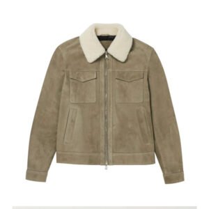 Truckerjacke aus Wildleder mit Shearling-Besatz