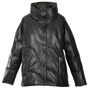 Schwarzer Damen-Steppmantel aus schwarzem Lammfell