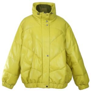 Damen-Neon-Steppjacke aus Lammleder