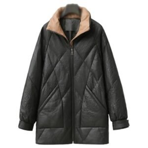 Vintage Leder Daunenmantel